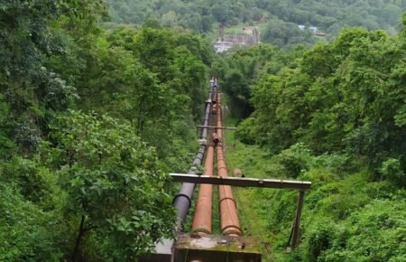 Water pipeline and drinking water infrastructure system in India.
