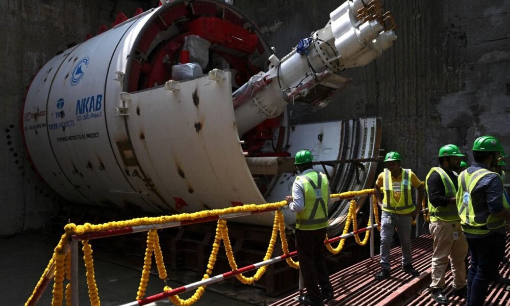 Metro and road infrastructure projects under construction in India.