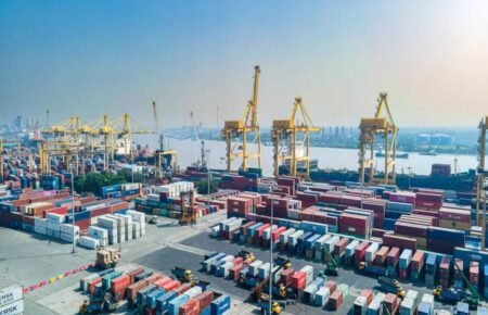 Cargo port and logistics infrastructure supporting freight transport in India.