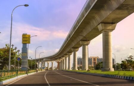 Metro rail construction and urban transport infrastructure project in India.