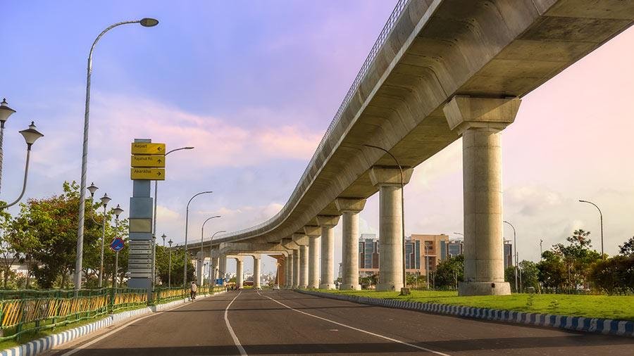 Metro rail construction and urban transport infrastructure project in India.