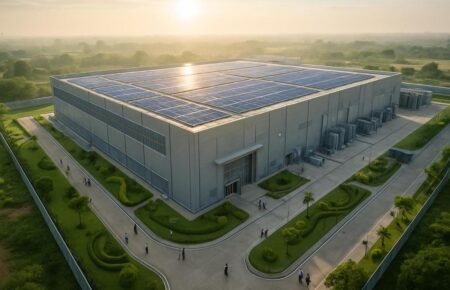 Modern data centre servers and digital infrastructure facility in India.