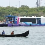 Water metro ferry operating as part of an urban transport infrastructure system in India.
