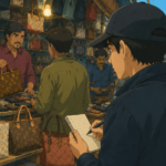 Secret investigator posing as a shopper in an Indian market to identify counterfeit luxury handbags as police crack down on fake products.