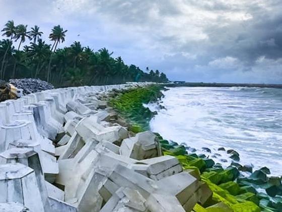 Coastal protection and sea erosion control infrastructure along Kerala's coastline.