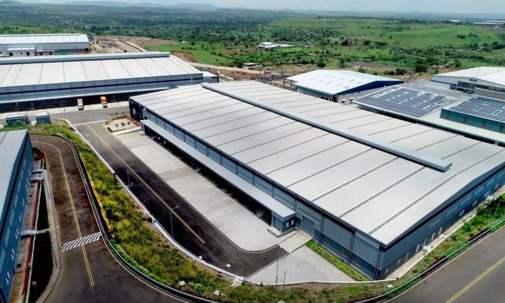 Modern logistics park and warehousing infrastructure in Gujarat.