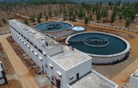 Modern water treatment and urban water supply infrastructure in Gujarat.