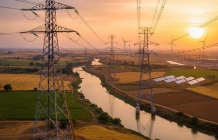 High-voltage power transmission lines supporting India's energy infrastructure.