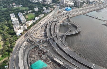 Mumbai Coastal Road infrastructure improving urban transportation connectivity.
