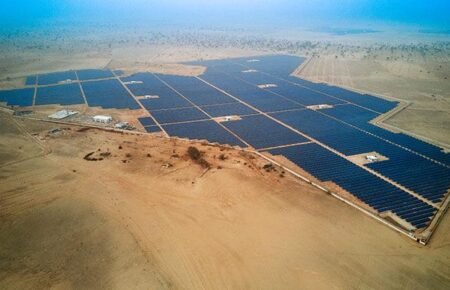 Large-scale solar energy infrastructure project in Rajasthan.