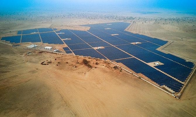 Large-scale solar energy infrastructure project in Rajasthan.