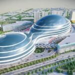 Modern railway station redevelopment and passenger infrastructure project in India.