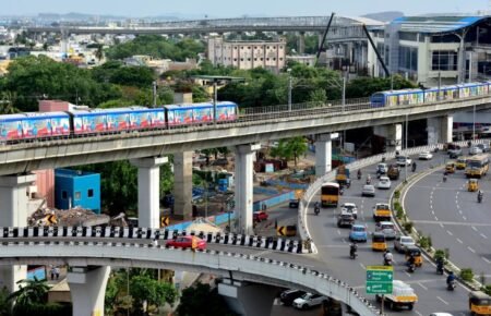 Chennai Metro train and modern urban transportation infrastructure in Tamil Nadu.