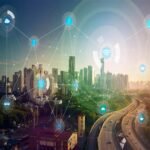 Smart city technology and modern urban infrastructure development in India.