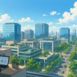 Modern office towers in an Indian business district representing commercial real estate and office leasing trends during H1 2026.