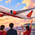 An Air India aircraft on the airport runway representing the airline's fourth-place global ranking for on-time performance in June 2026.