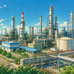 Illustration of India's first greenfield refinery-cum-petrochemical complex at Pachpadra, Rajasthan, showcasing modern industrial infrastructure