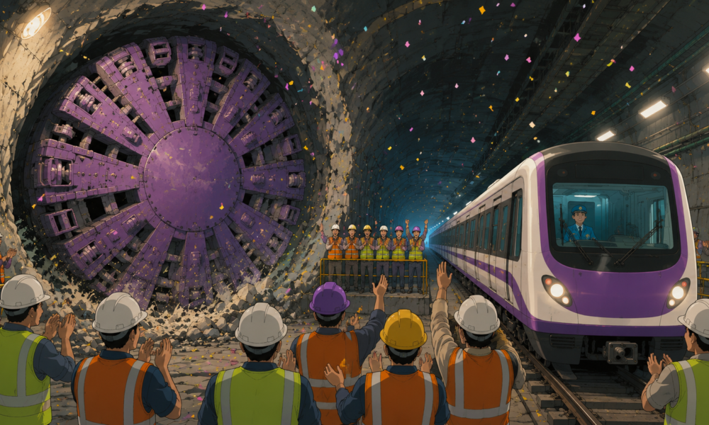 Kolkata Metro Purple Line, Victoria Station tunnel breakthrough, TBM Durga, Metro Rail India, Urban Infrastructure, Underground Metro, Smart Mobility, Public Transport, Infrastructure News, XInfra
