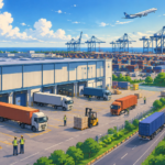 Chennai Free Trade Warehousing Zone Set for 20% Cargo Growth as Tamil Nadu Manufacturing Expands Modern logistics warehouse with cargo containers and freight vehicles at an integrated industrial park in Chennai.