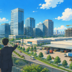 Institutional Real Estate Investments Rise 16% in Q2 2026 as Domestic Capital and Industrial Assets Attract Investors Modern skyline with office towers, logistics warehouses and industrial developments representing institutional real estate investment in India.