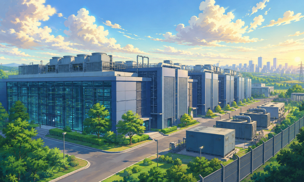 Modern hyperscale data centre campus in India with server buildings and digital infrastructure