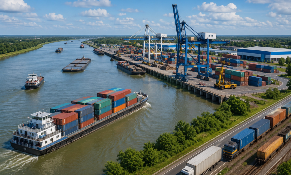 Modern Inland Waterway Cargo Terminal Driving India's Logistics Growth