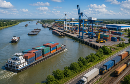 Modern Inland Waterway Cargo Terminal Driving India's Logistics Growth