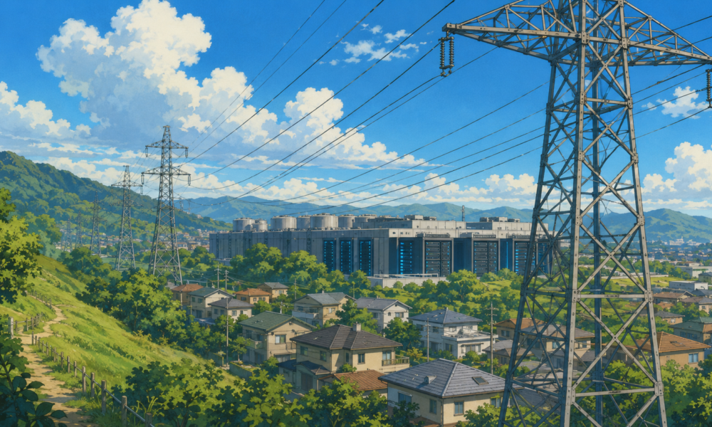 High-voltage transmission lines built to support electricity demand from AI data centres