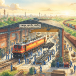 Indian Railways' electric locomotive maintenance facility in Raipur, showcasing modern rail infrastructure supporting freight operations and railway electrification.