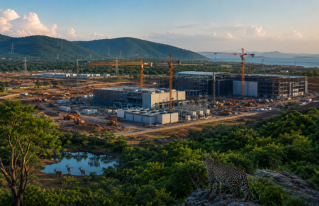 Google AI data centre construction site in Visakhapatnam, Andhra Pradesh
