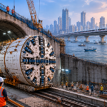 Tunnel Boring Machine excavating India's first undersea railway tunnel beneath Thane Creek for the Mumbai Ahmedabad Bullet Train project