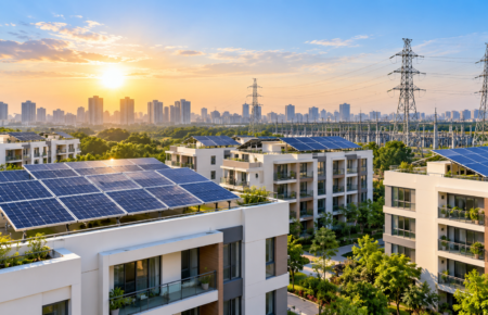 Rooftop solar panels installed on homes in India