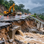 Monsoon damage to Indian roads caused by flooding and poor drainage