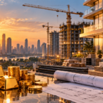 Luxury real estate interior with gold detailing and premium construction materials