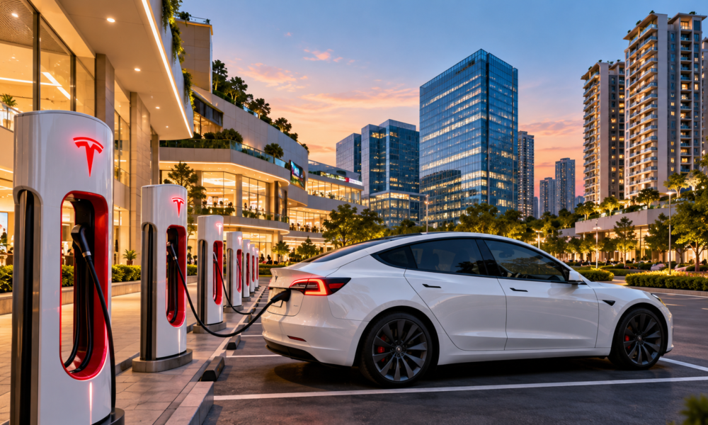 Tesla Charging Network in India: What It Means for Malls, Offices and Premium Real Estate