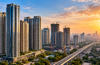 High-rise residential buildings in Delhi-NCR illustrating urban development and infrastructure planning