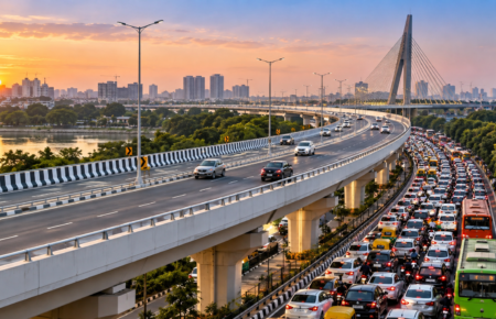 Barapullah Phase 3 Flyover Faces Traffic Bottlenecks