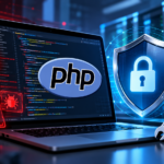 Computer screen showing programming code as a developer reviews website security