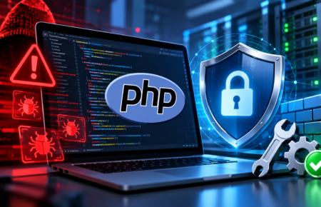 Computer screen showing programming code as a developer reviews website security