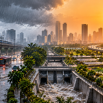 Indian city facing extreme rainfall and flooding with resilient urban infrastructure and drainage systems